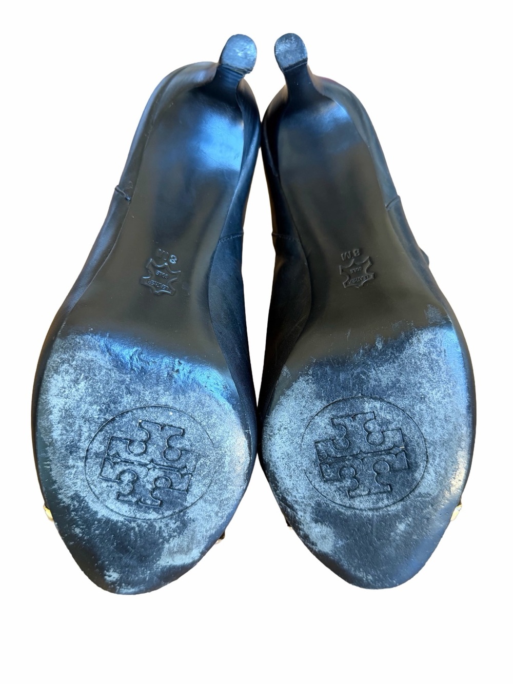 Tory Burch Pacey Black Leather Patent Cap Toe Stiletto Boots Size 8 - Picture 10 of 14